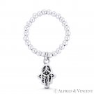 Hamsa Hand Evil Eye Luck Charm Stretch Kabbalah Bead Ring in 925 Sterling Silver Hamsa Hand Evil Eye Luck Charm Stretch Kabbalah Bead Ring in 925 Sterling Silver