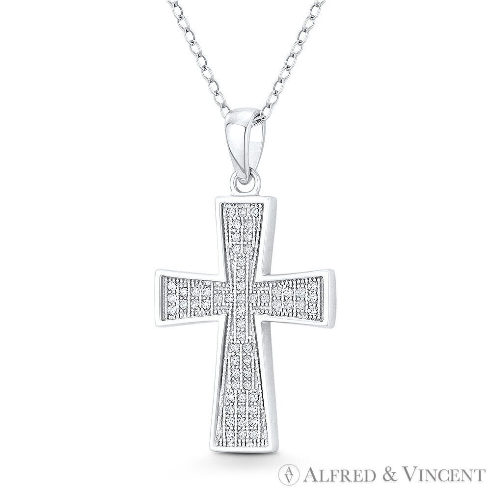 Pattee Heraldic Cross Cubic Zirconia .925 Sterling Silver Rhodium ...