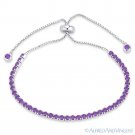 2.8mm Simulated Amethyst Cubic Zirconia 925 Sterling Silver Bolo Tennis Bracelet 2.8mm Simulated Amethyst Cubic Zirconia 925 Sterling Silver Bolo Tennis Bracelet