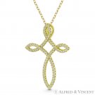 Loop Cross Cubic Zirconia CZ Pave .925 Sterling Silver 14k Y Gold-Plated Pendant Loop Cross Cubic Zirconia CZ Pave .925 Sterling Silver 14k Y Gold-Plated Pendant