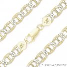 9mm Mariner Pave Link .925 Sterling Silver 14k Yellow Gold-Plated Chain Bracelet