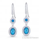Blue Lab-Created Opal CZ Crystal 925 Sterling Silver Dangling Drop Hook Earrings Blue Lab-Created Opal CZ Crystal 925 Sterling Silver Dangling Drop Hook Earrings