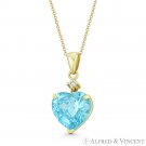 Heart-Shape Simulated Blue Topaz Clear Cubic Zirconia CZ 14k Yellow Gold Pendant Heart-Shape Simulated Blue Topaz Clear Cubic Zirconia CZ 14k Yellow Gold Pendant