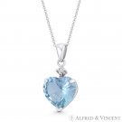 Heart-Shaped Simulated Aquamarine Blue Cubic Zirconia CZ 14k White Gold Pendant Heart-Shaped Simulated Aquamarine Blue Cubic Zirconia CZ 14k White Gold Pendant