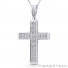 Lg. Latin Crucifix Cross Cubic Zirconia CZ 925 Sterling Silver & Rhodium Pendant Lg. Latin Crucifix Cross Cubic Zirconia CZ 925 Sterling Silver & Rhodium Pendant