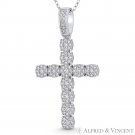 Multi-Circle Cross Cubic Zirconia CZ Pave .925 Sterling Silver & Rhodium Pendant Multi-Circle Cross Cubic Zirconia CZ Pave .925 Sterling Silver & Rhodium Pendant