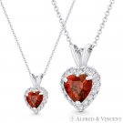 Heart Love Charm Simulated Garnet Red Cubic Zirconia CZ & 14k White Gold Pendant Heart Love Charm Simulated Garnet Red Cubic Zirconia CZ & 14k White Gold Pendant