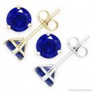 Blue Cubic Zirconia September Birthstone Sterling Silver Martini Stud Earrings