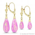 Angel-Skin Pink Lab-Created Opal 14k Yellow Gold Leverback Dangle Drop Earrings Angel-Skin Pink Lab-Created Opal 14k Yellow Gold Leverback Dangle Drop Earrings