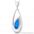 Lab-Created Opal & CZ Crystal .925 Sterling Silver Long Tear-Drop Chunky Pendant Lab-Created Opal & CZ Crystal .925 Sterling Silver Long Tear-Drop Chunky Pendant