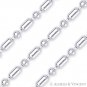 1.3mm Bead & Bar Link Rhodium Plated .925 Sterling Silver Italian Chain Necklace