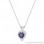 Heart Love Charm Simulated Amethyst Cubic Zirconia CZ Pendant in 14k White Gold