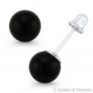 3mm-8mm Black Onyx Ball Studs 14k 14kt White Gold Screwback-Bell Stud Earrings