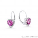 1.54ct Heart Pink Lab-Created Sapphire Diamond 14k White Gold Leverback Earrings 1.54ct Heart Pink Lab-Created Sapphire Diamond 14k White Gold Leverback Earrings