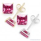 Princess Cut Simulated Ruby Red CZ Crystal Stud Earrings in .925 Sterling Silver Princess Cut Simulated Ruby Red CZ Crystal Stud Earrings in .925 Sterling Silver