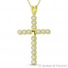 Cubic Zirconia Bezel Crucifix Cross .925 Sterling Silver 14k Gold-Plated Pendant Cubic Zirconia Bezel Crucifix Cross .925 Sterling Silver 14k Gold-Plated Pendant