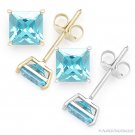 Princess Cut Simulated Blue Topaz CZ Crystal .925 Sterling Silver Stud Earrings Princess Cut Simulated Blue Topaz CZ Crystal .925 Sterling Silver Stud Earrings