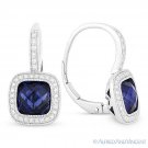 4.43ct Blue Lab-Created Sapphire Diamond Halo 14k White Gold Leverback Earrings 4.43ct Blue Lab-Created Sapphire Diamond Halo 14k White Gold Leverback Earrings