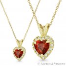 Heart Love Charm Simulated Garnet Red Cubic Zirconia CZ 14k Yellow Gold Pendant Heart Love Charm Simulated Garnet Red Cubic Zirconia CZ 14k Yellow Gold Pendant