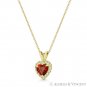 Heart Love Charm Simulated Garnet Red Cubic Zirconia CZ 14k Yellow Gold Pendant