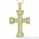 Large St. John's Cross CZ Crystal .925 Sterling Silver 14k Y Gold-Plated Pendant Large St. John's Cross CZ Crystal .925 Sterling Silver 14k Y Gold-Plated Pendant