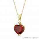Heart-Shaped Simulated Garnet & Clear Cubic Zirconia CZ 14k Yellow Gold Pendant Heart-Shaped Simulated Garnet & Clear Cubic Zirconia CZ 14k Yellow Gold Pendant