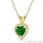 Heart Love Charm Simulated Emerald Cubic Zirconia CZ Pendant in 14k Yellow Gold