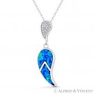 Tear-Drop Lab-Created Opal Cubic Zirconia 925 Sterling Silver Statement Pendant Tear-Drop Lab-Created Opal Cubic Zirconia 925 Sterling Silver Statement Pendant