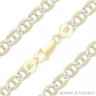 8mm Mariner Pave Link .925 Sterling Silver 14k Yellow Gold-Plated Chain Bracelet