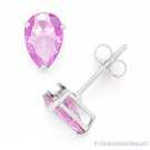 Pear-Shape Simulated Tourmaline Cubic Zirconia 925 Sterling Silver Stud Earrings