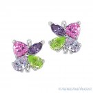 Cubic Zirconia CZ Crystal Floral Earrings in 925 Sterling Silver Women's Jewelry Cubic Zirconia CZ Crystal Floral Earrings in 925 Sterling Silver Women's Jewelry