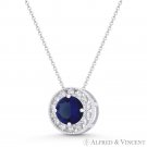 Round Simulated Sapphire Cubic Zirconia Halo 14k White Gold 9mm Slider Pendant Round Simulated Sapphire Cubic Zirconia Halo 14k White Gold 9mm Slider Pendant
