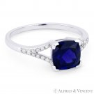 1.85ct Cushion Lab-Created Sapphire & Diamond Halo 14k White Gold Promise Ring 1.85ct Cushion Lab-Created Sapphire & Diamond Halo 14k White Gold Promise Ring