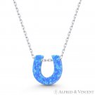 Initial Letter U Blue Lab-Created Opal 10mm Pendant 925 Sterling Silver Necklace Initial Letter U Blue Lab-Created Opal 10mm Pendant 925 Sterling Silver Necklace
