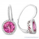 3.88ct Pink Lab-Created Sapphire & Diamond Leverback Earrings in 14k White Gold 3.88ct Pink Lab-Created Sapphire & Diamond Leverback Earrings in 14k White Gold