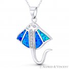 Stingray Sealife Boho Lab-Created Opal CZ Crystal Pendant in 925 Sterling Silver Stingray Sealife Boho Lab-Created Opal CZ Crystal Pendant in 925 Sterling Silver