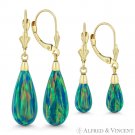 Peacock Lab-Created Opal Leverback Long Drop Dangle Earrings in 14k Yellow Gold Peacock Lab-Created Opal Leverback Long Drop Dangle Earrings in 14k Yellow Gold