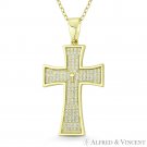 Pattee Heraldic Cross Cubic Zirconia 925 Sterling Silver 14k Gold-Plated Pendant
