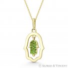Double Hamsa Hand Evil Eye Simulated Emerald CZ Crystal 14k Yellow Gold Pendant Double Hamsa Hand Evil Eye Simulated Emerald CZ Crystal 14k Yellow Gold Pendant
