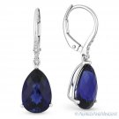 8.34ct Blue Lab-Created Sapphire Pear & Diamond 14k White Gold Dangling Earrings 8.34ct Blue Lab-Created Sapphire Pear & Diamond 14k White Gold Dangling Earrings