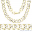 8mm Cuban Pave Link Sterling Silver 14k Y Gold-Plated Men's Thick Chain Necklace