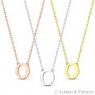 Initial Letter "O" 14k Rose White Yellow Gold Alphabet Pendant & Chain Necklace Initial Letter "O" 14k Rose White Yellow Gold Alphabet Pendant & Chain Necklace