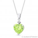 Heart-Shaped Simulated Peridot Green Cubic Zirconia CZ Pendant in 14k White Gold Heart-Shaped Simulated Peridot Green Cubic Zirconia CZ Pendant in 14k White Gold