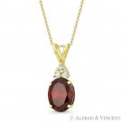 Oval Simulated Garnet & Round Cubic Zirconia CZ 14k Yellow Gold Fashion Pendant Oval Simulated Garnet & Round Cubic Zirconia CZ 14k Yellow Gold Fashion Pendant