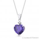 Heart-Shape Simulated Amethyst & Clear Cubic Zirconia CZ 14k White Gold Pendant Heart-Shape Simulated Amethyst & Clear Cubic Zirconia CZ 14k White Gold Pendant