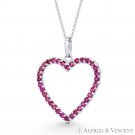 Heart Love Charm Simulated Ruby Red Cubic Zirconia CZ Pendant in 14k White Gold Heart Love Charm Simulated Ruby Red Cubic Zirconia CZ Pendant in 14k White Gold