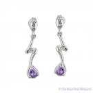 .925 Sterling Silver Simulated Amethyst Cubic Zirconia Crystal Dangling Earrings .925 Sterling Silver Simulated Amethyst Cubic Zirconia Crystal Dangling Earrings