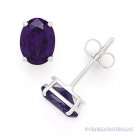 Oval Cut Simulated Garnet Cubic Zirconia CZ Stud Earrings in 925 Sterling Silver