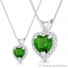 Heart Love Charm Simulated Emerald Cubic Zirconia CZ Pave 14k White Gold Pendant Heart Love Charm Simulated Emerald Cubic Zirconia CZ Pave 14k White Gold Pendant