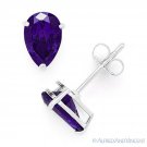 Pear-Shape Simulated Amethyst Cubic Zirconia .925 Sterling Silver Stud Earrings